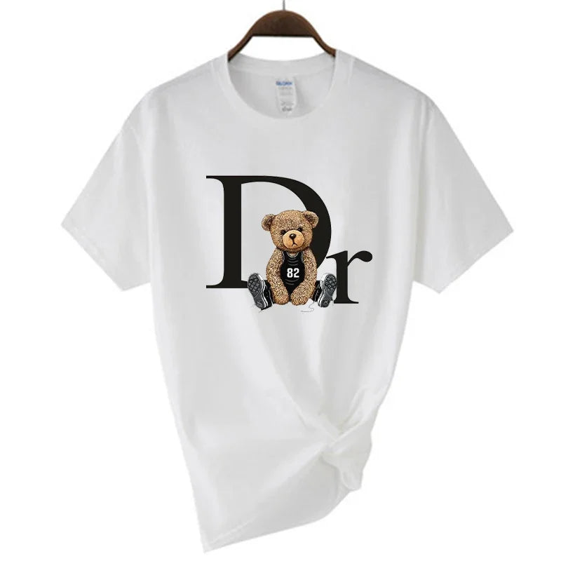 Luxury Bear Print Women’s Tee – Cute Cartoon Graphic T-shirt