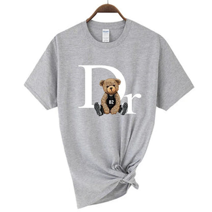 Luxury Bear Print Women’s Tee – Cute Cartoon Graphic T-shirt