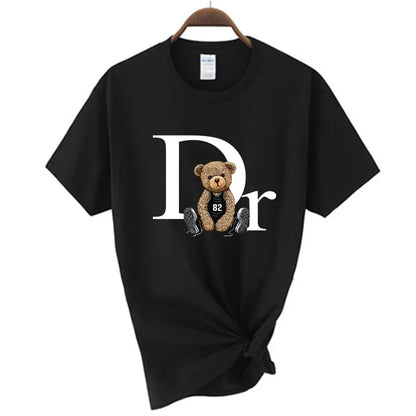 Luxury Bear Print Women’s Tee – Cute Cartoon Graphic T-shirt